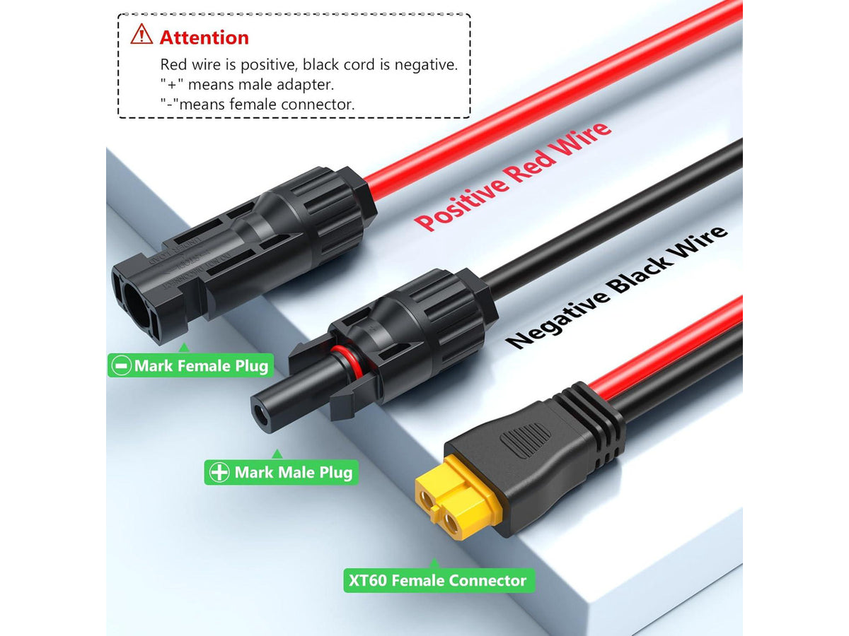 10AWG 30FT Solar to XT60 Cable, XT60 Solar Charging Extension Adapter for RV Portable Power Station