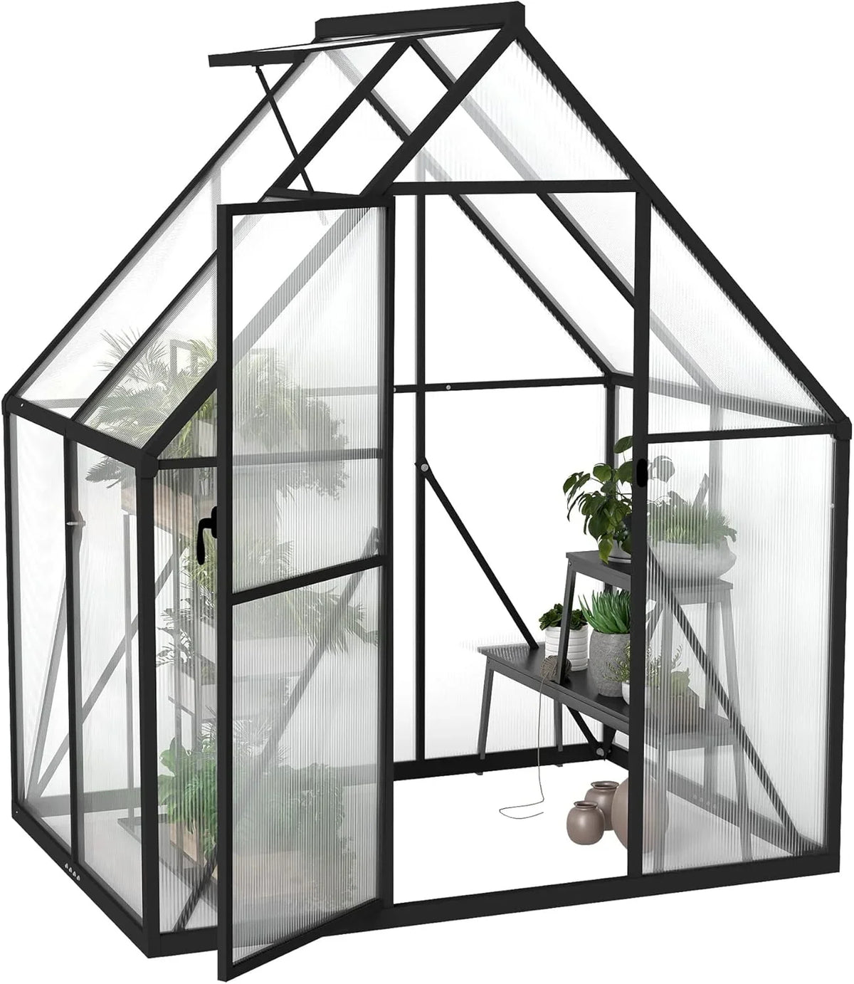 2026 Froadp aluminum garden greenhouse with foundation, 125 × 180 × 195 cm, 4 mm polycarbonate, weather resistant, with windo