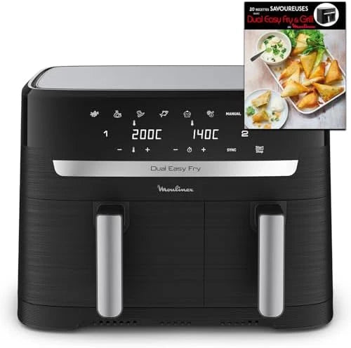 2026 Moulinex air fryer two compartments, very large capacity 11L, 10 people, 7 Automatic programs, oil-free fryer, Digital t