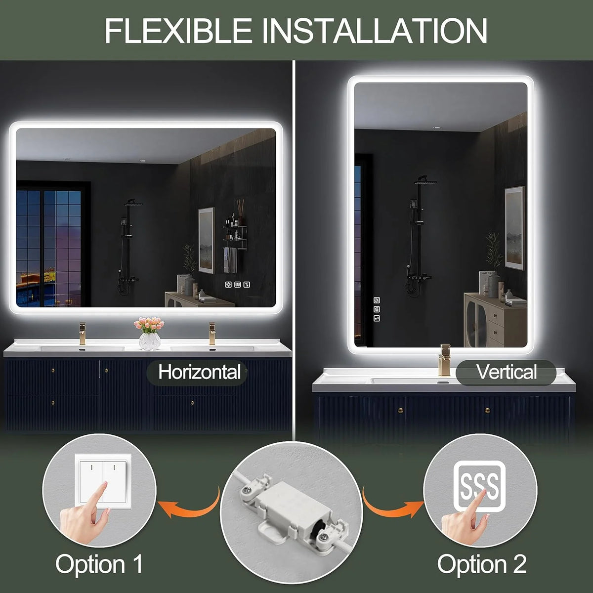 2026 Bathroom mirror S'bagno with lighting 1200 x 700 mm, IP44, LED, Bluetooth, anti-fog, 3 light colours (3,000 K, 4,000 K