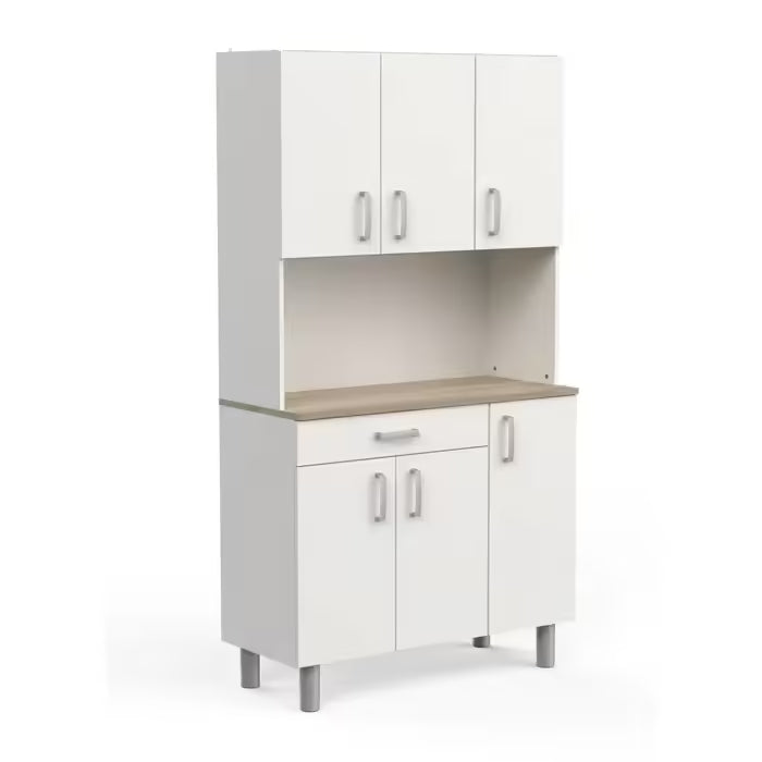 2026 Kitchen buffet Colour Oak Kronberg White Mat L. 100,8 X H. 185,50 X P. 42,30 Cm Kitchen buffet