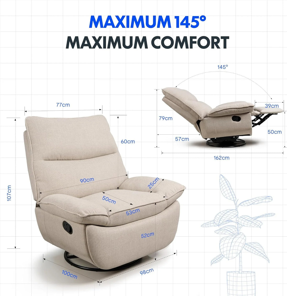2026 FLEXISPOT XC6 reclining armchair, swinging sofa, TV chair with adjustable backrest, reclining armchair for bedroom, livi