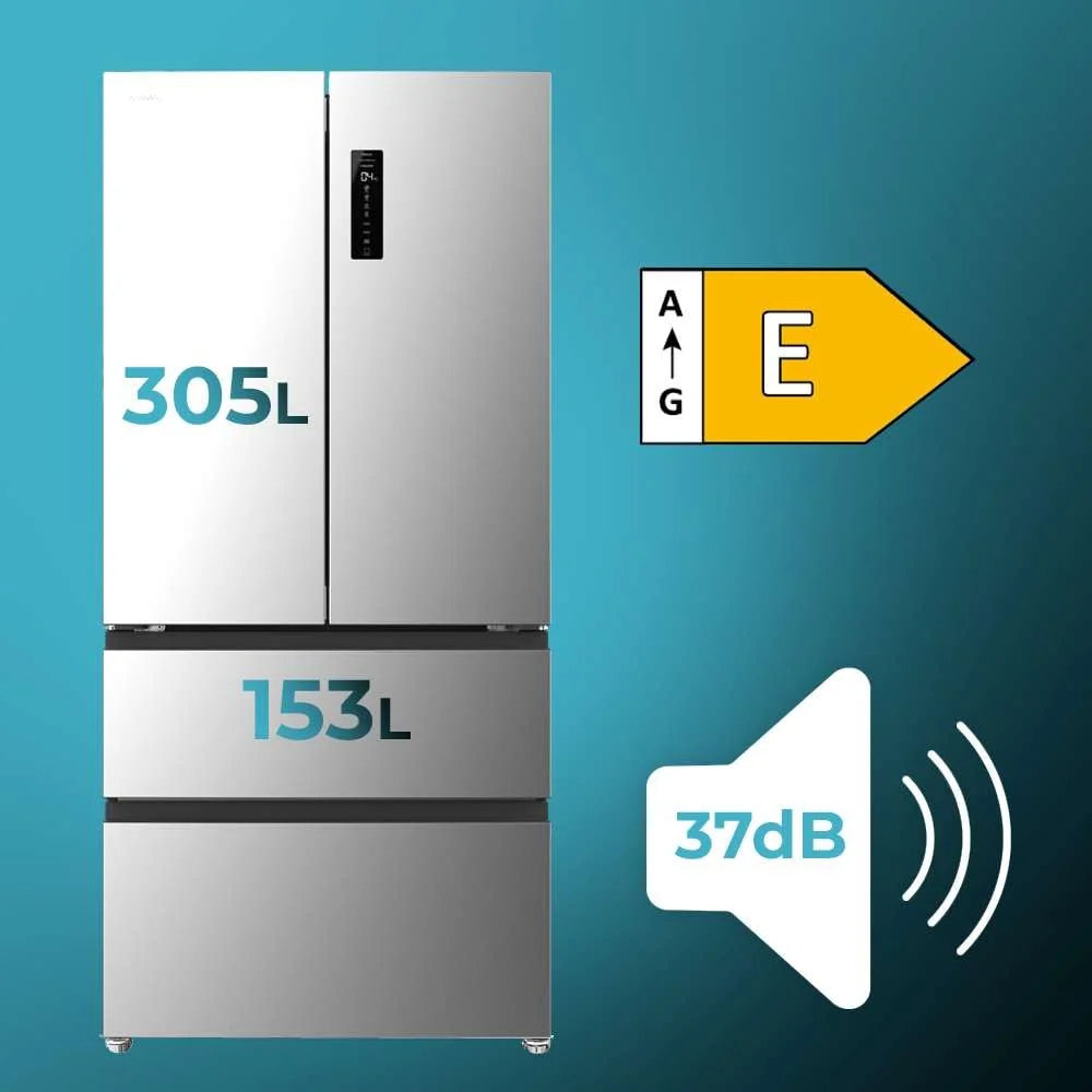 2026 Cecotec Fridge French door of 4 Doors Semi-Integrable 458L Total No Frost Bolero CoolMarket F2D 458 SBI Stainless E, Hei