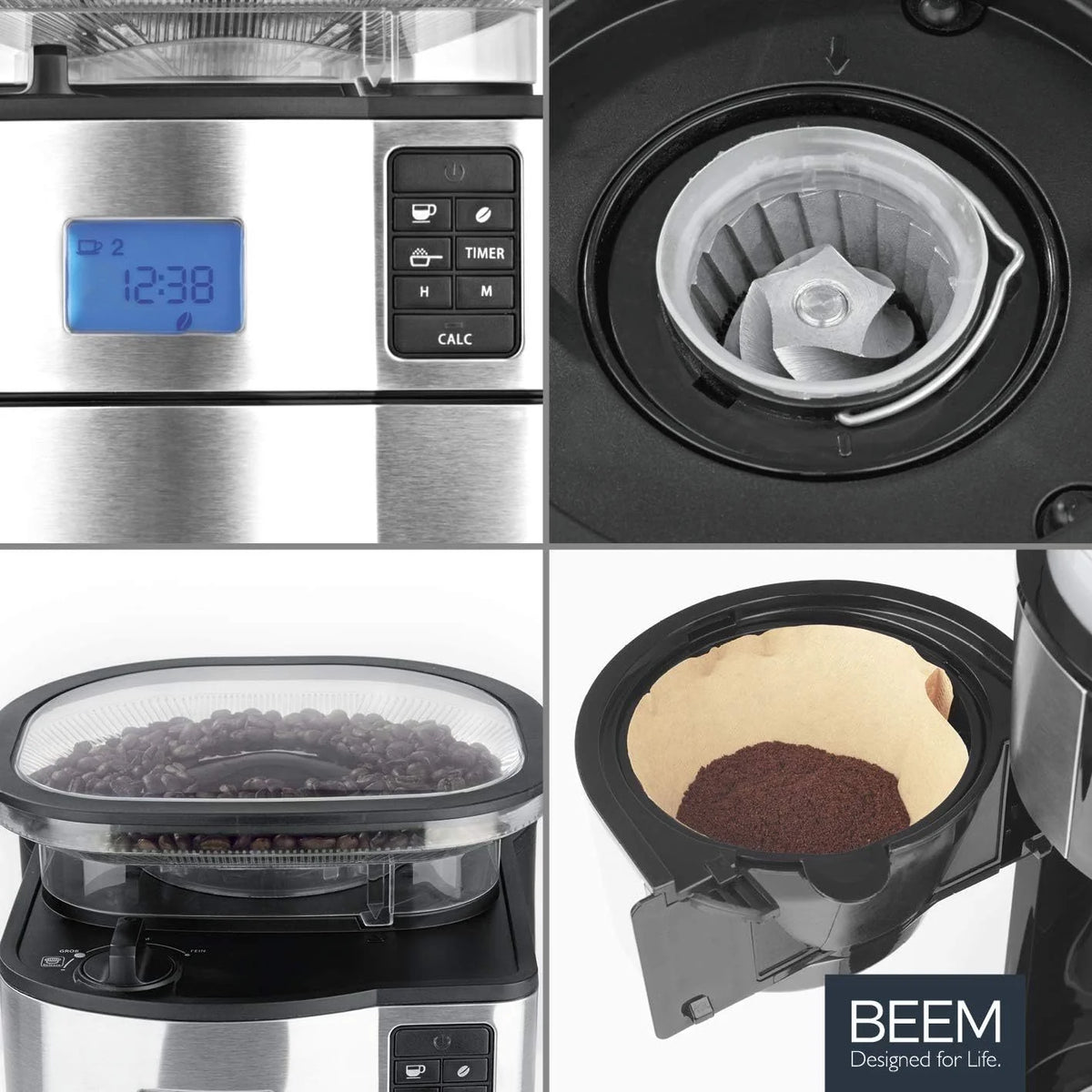 2026 BEEM FRESH-AROMA-PERFECT II filter coffee machine with grinder - Thermo | Stainless steel | Thermopot | 24h timer | 1000