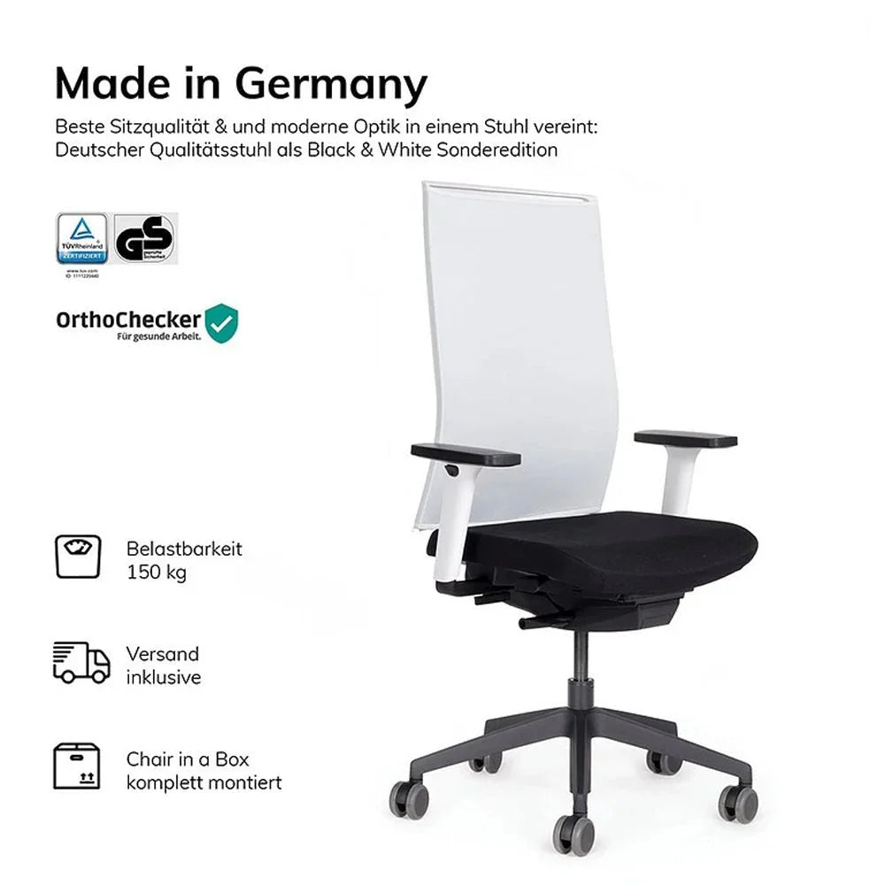 2026 Ergonomic office chair Agilis Matrix MT12 with mesh backrest and slow tilt, special edition, pure black (edition 2025).