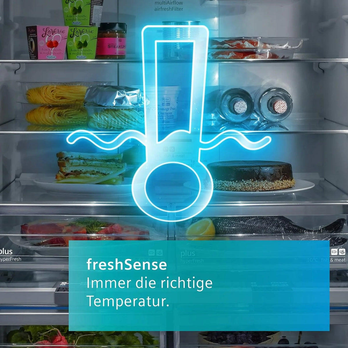 2026 SIEMENS KF96NVPEA iQ300 multi-door refrigerator, 183 x 91 cm, 405 L cooling & 200 L freezing, hyperFresh longer freshnes