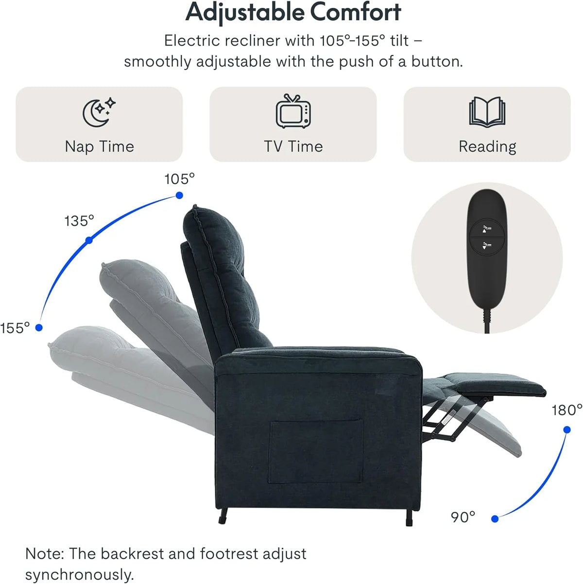 2026 FLEXISPOT electric relax chair with adjustable backrest, tiltable from 105° to 155°, reclining chair, ergonomic relax ch