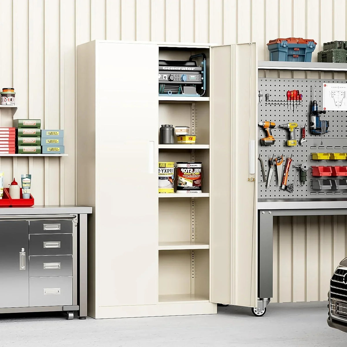 2026 71 inch Garage Storage Cabinet Helping Kitchen Pantry Locker with Adjustable Shelves for Office, Garage, Home, Pantry(Gr