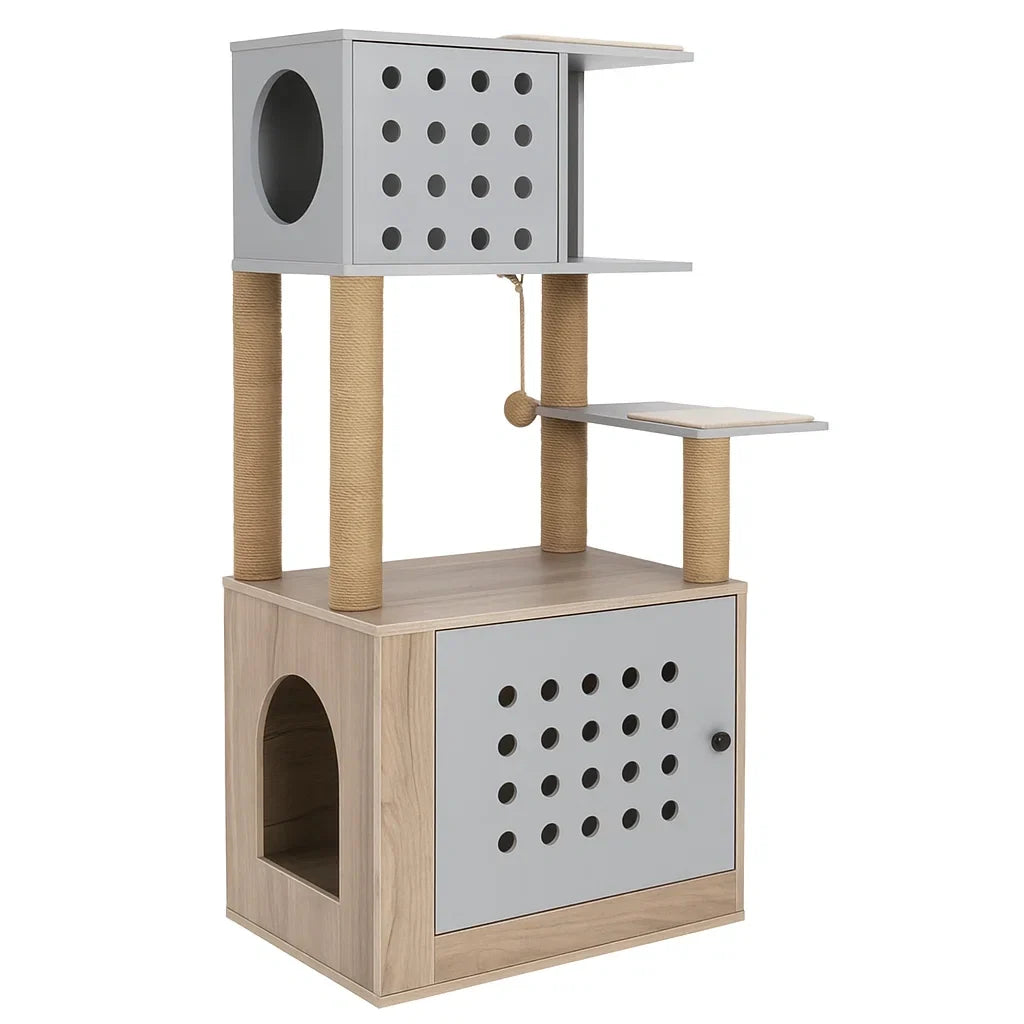 2026 Wooden and MDF Cat Tree with Sisal Rope