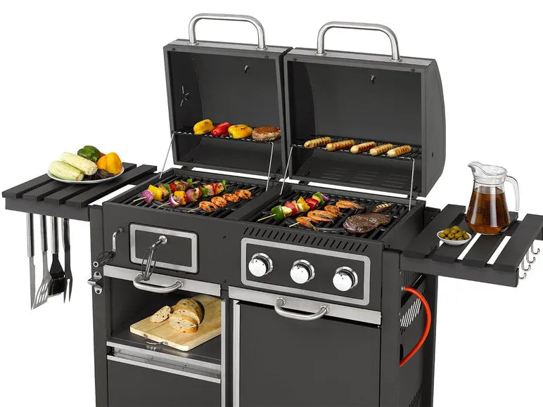 2026 tepro coal-gas grill “Toronto Kombi”, 8.7 kW power, 3 stainless steel burners, 2 shelfs