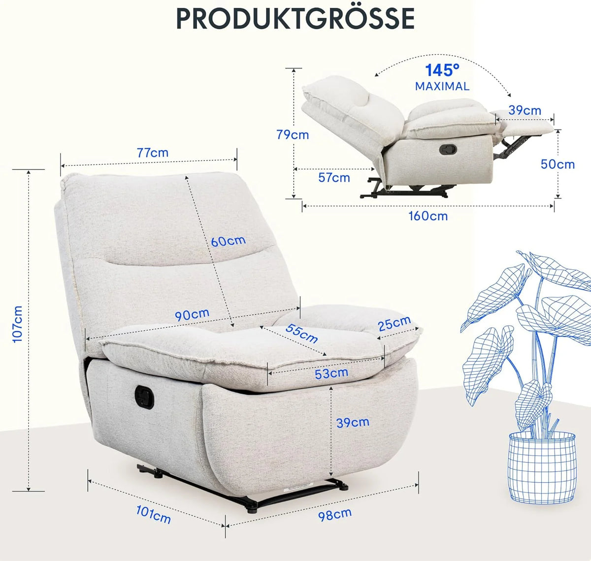 2026 FLEXISPOT XC6 reclining armchair, swinging sofa, TV chair with adjustable backrest, reclining armchair for bedroom, livi