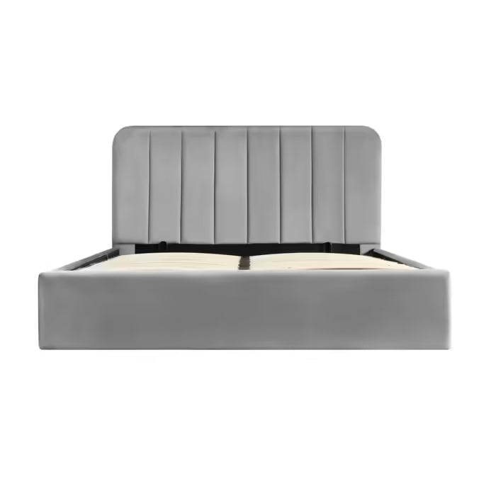 2026 Box bed with liftable base 140x190 cm ANNA in grey velvet Bed