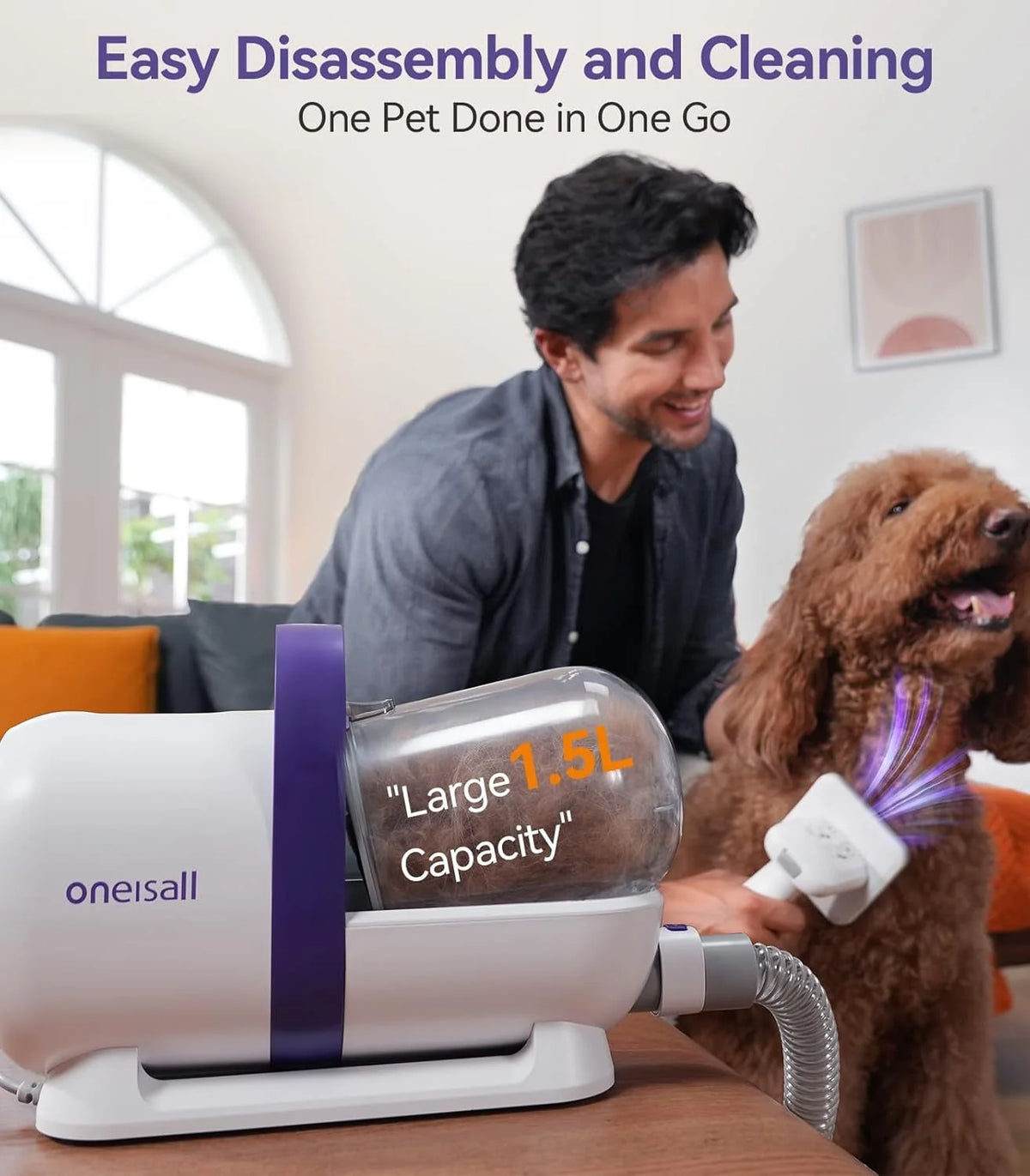 2026 oneisall dog vacuum cleaner with brush, super suction power with 12000Pa, pet hair vacuum cleaner from the brush with on