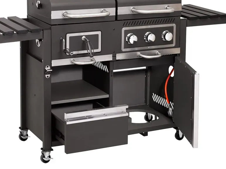2026 tepro coal-gas grill “Toronto Kombi”, 8.7 kW power, 3 stainless steel burners, 2 shelfs
