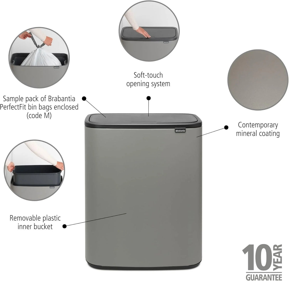2026 Brabantia bin, matt steel, finger tracker, 2 x 30 L