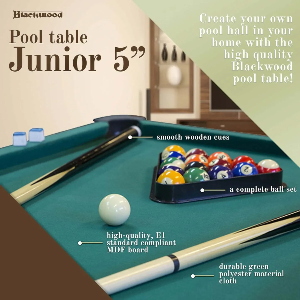2026 Blackwood pool table Junior 5' - foldable