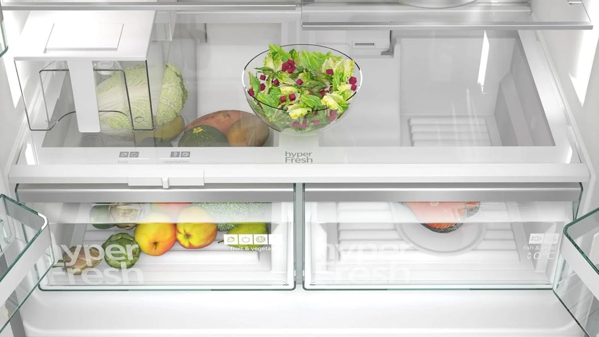 2026 SIEMENS KF96NVPEA iQ300 multi-door refrigerator, 183 x 91 cm, 405 L cooling & 200 L freezing, hyperFresh longer freshnes