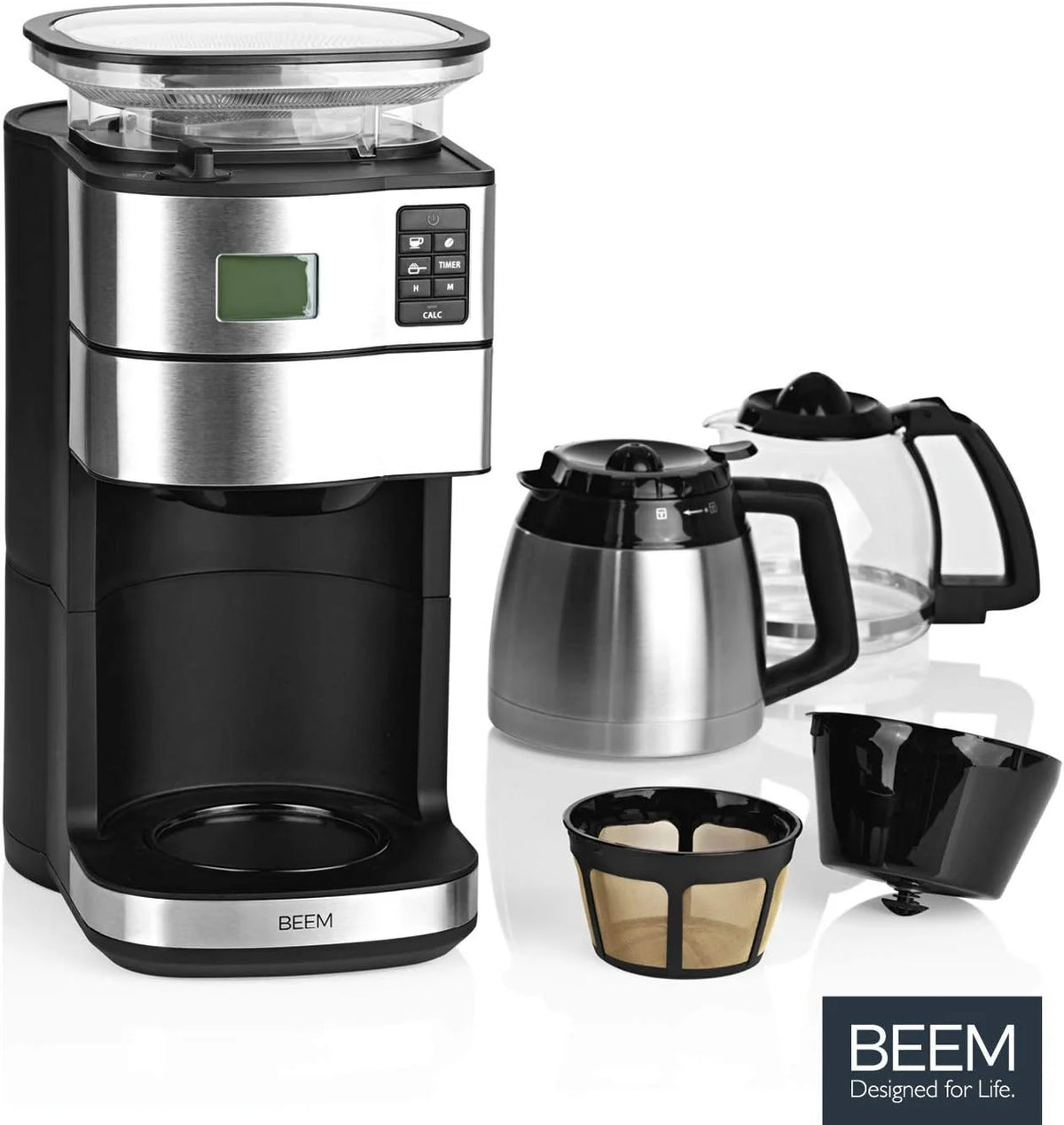 2026 BEEM FRESH-AROMA-PERFECT II filter coffee machine with grinder - Thermo | Stainless steel | Thermopot | 24h timer | 1000
