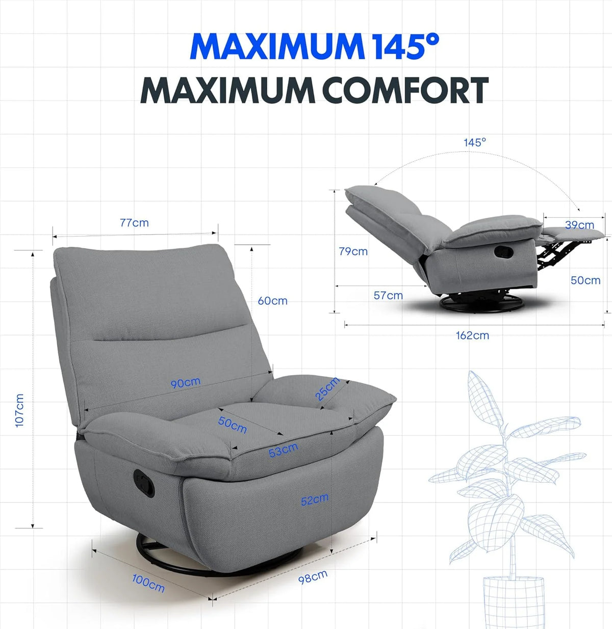2026 FLEXISPOT XC6 reclining armchair, swinging sofa, TV chair with adjustable backrest, reclining armchair for bedroom, livi