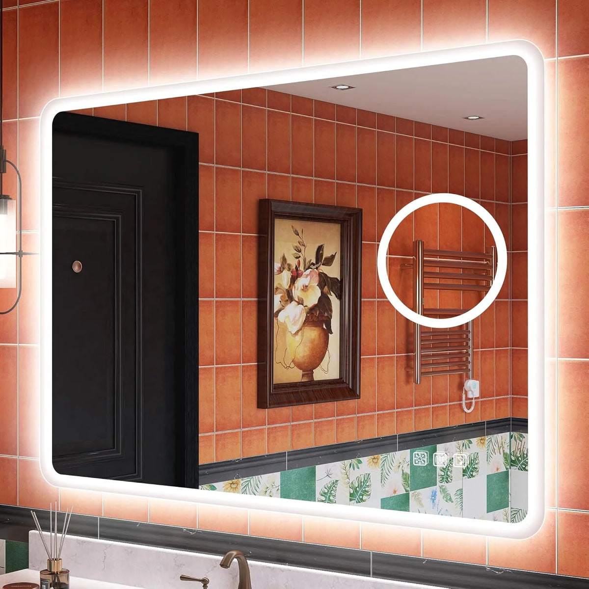 2026 Bathroom mirror S'bagno with lighting 1200 x 700 mm, IP44, LED, Bluetooth, anti-fog, 3 light colours (3,000 K, 4,000 K