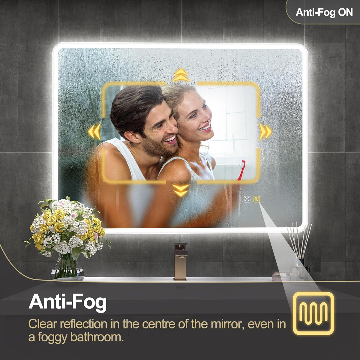 2026 Bathroom mirror S'bagno with lighting 1200 x 700 mm, IP44, LED, Bluetooth, anti-fog, 3 light colours (3,000 K, 4,000 K