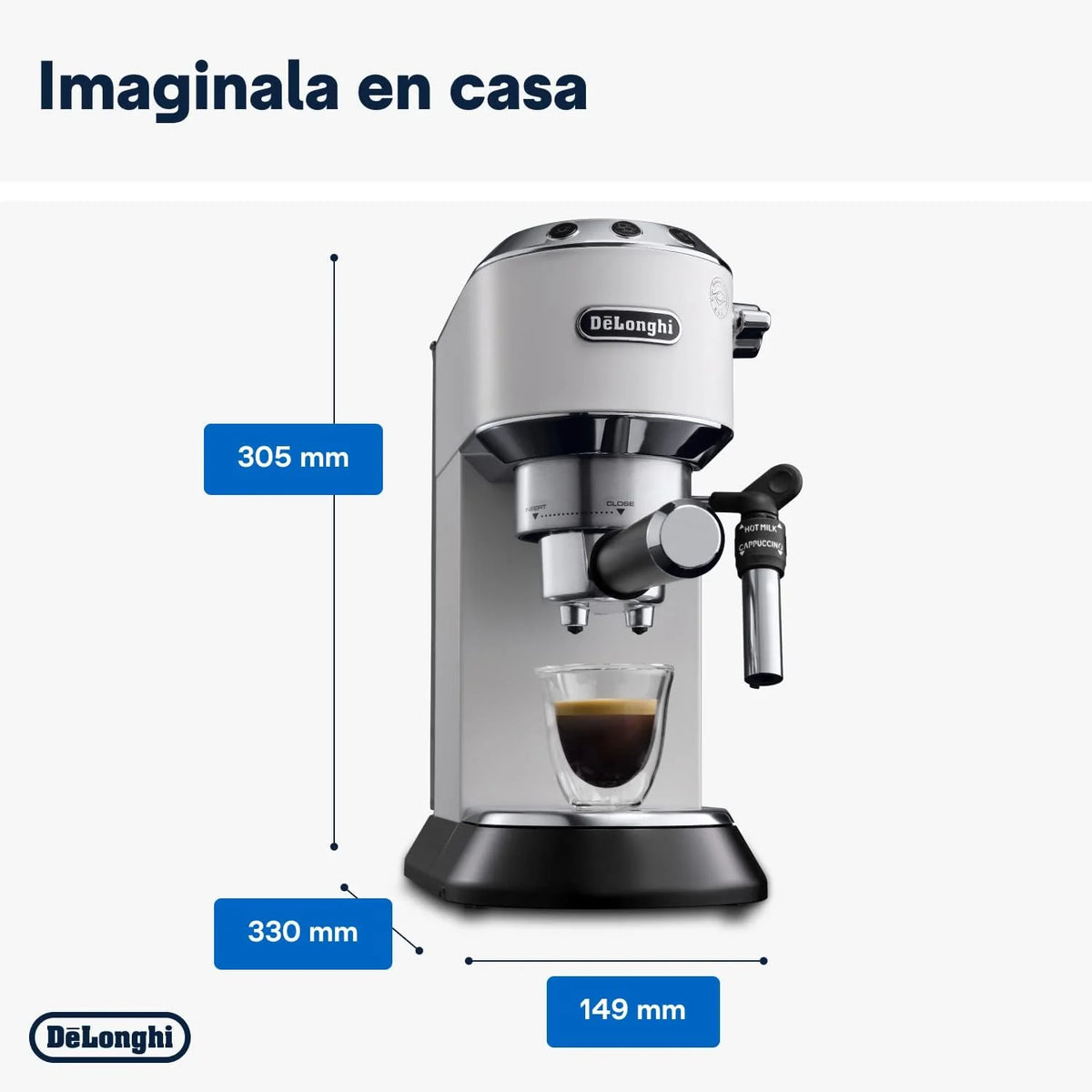 2026 De'Longhi Dedica – Stainless steel pump coffee maker for ground or individual coffee, espresso and cappuccino, 1.3 litre