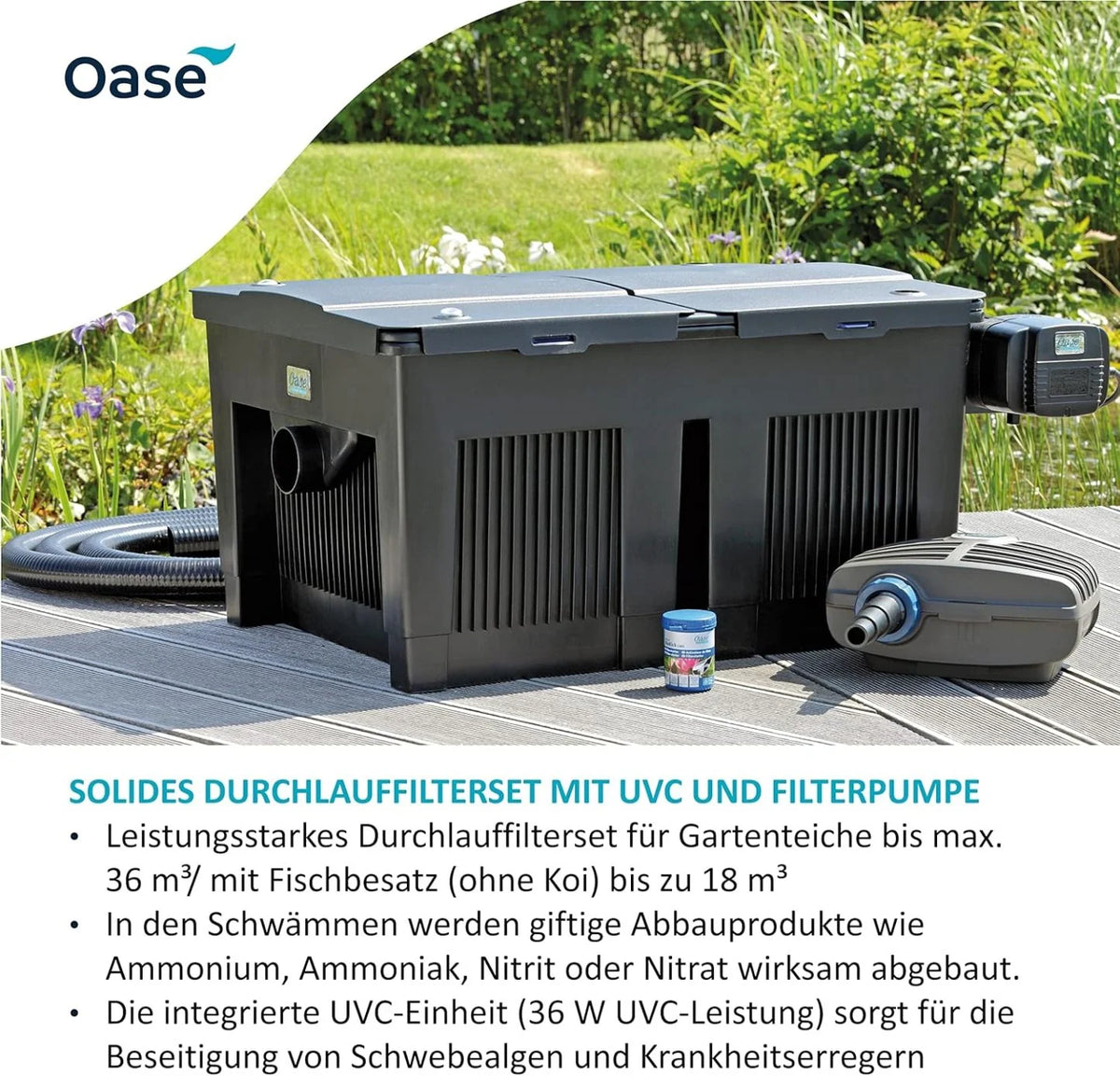 2026 OASE 56789 continuous filter BioSmart Set 36000 suitable for ponds up to 36 m3, filter system, filter complete set incl