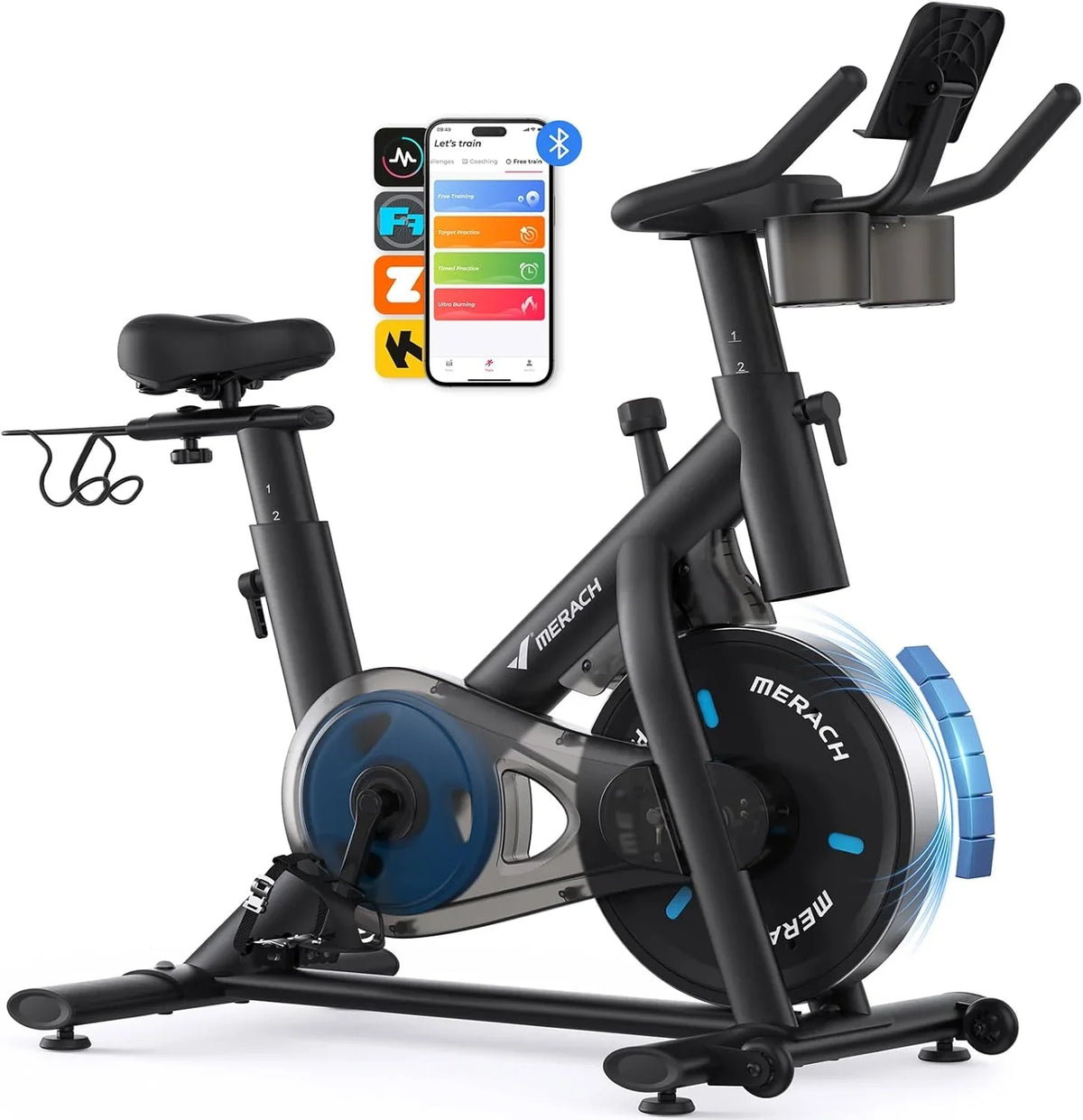 2026 MERACH Appartment Bike for Home - Silent Interior Fitness Bike with Adjustable Resistance, LED Screen, Comfortable Seat
