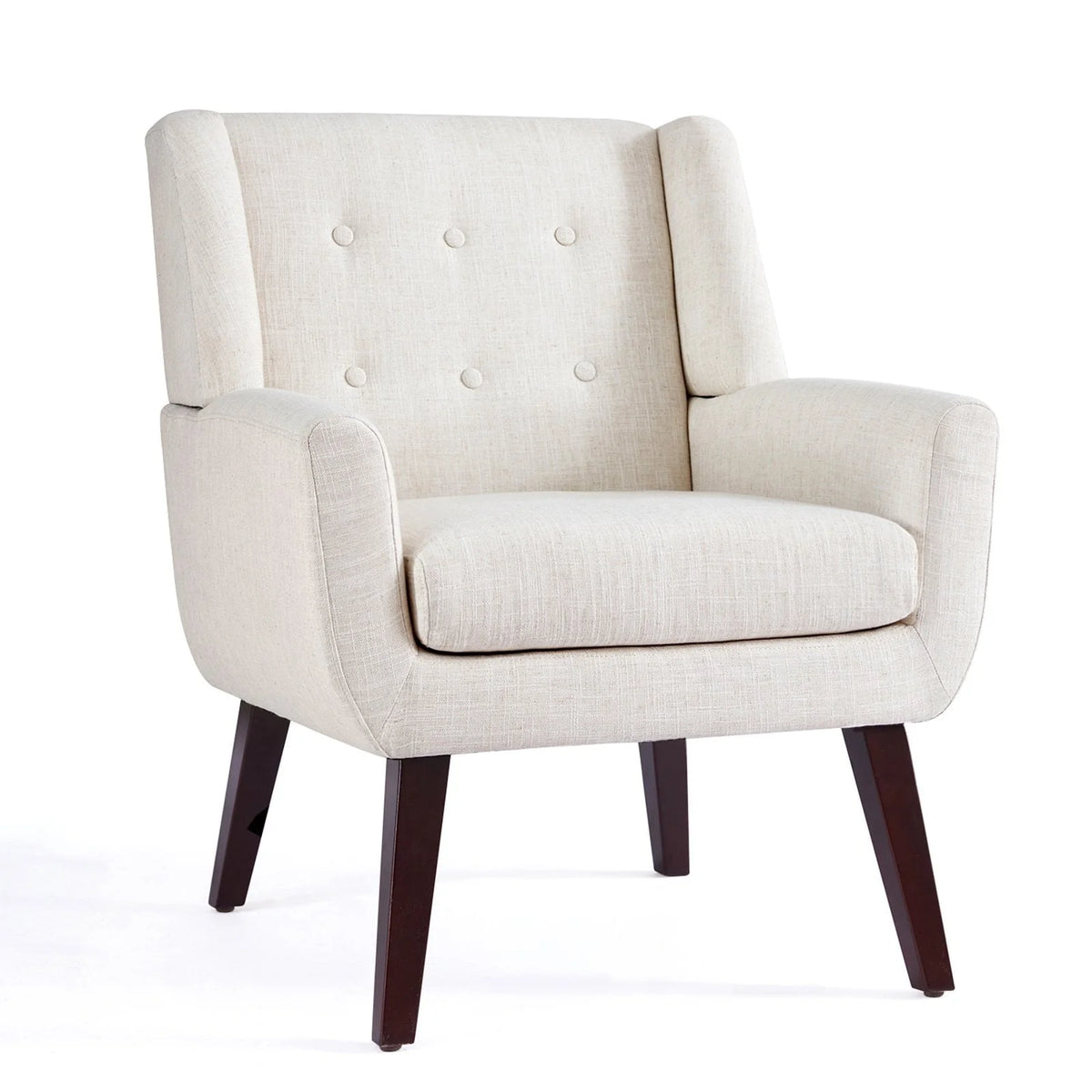 HUIMO Accent Chair, Button-Tufted Upholstered Living Room Chairs, Mid Century Modern Comfy Reading Chairs for Bedroom, Living Room, Beige