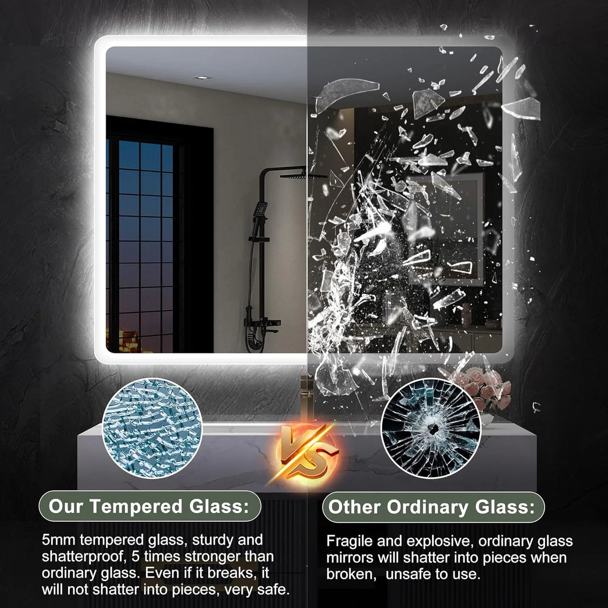 2026 Bathroom mirror S'bagno with lighting 1200 x 700 mm, IP44, LED, Bluetooth, anti-fog, 3 light colours (3,000 K, 4,000 K