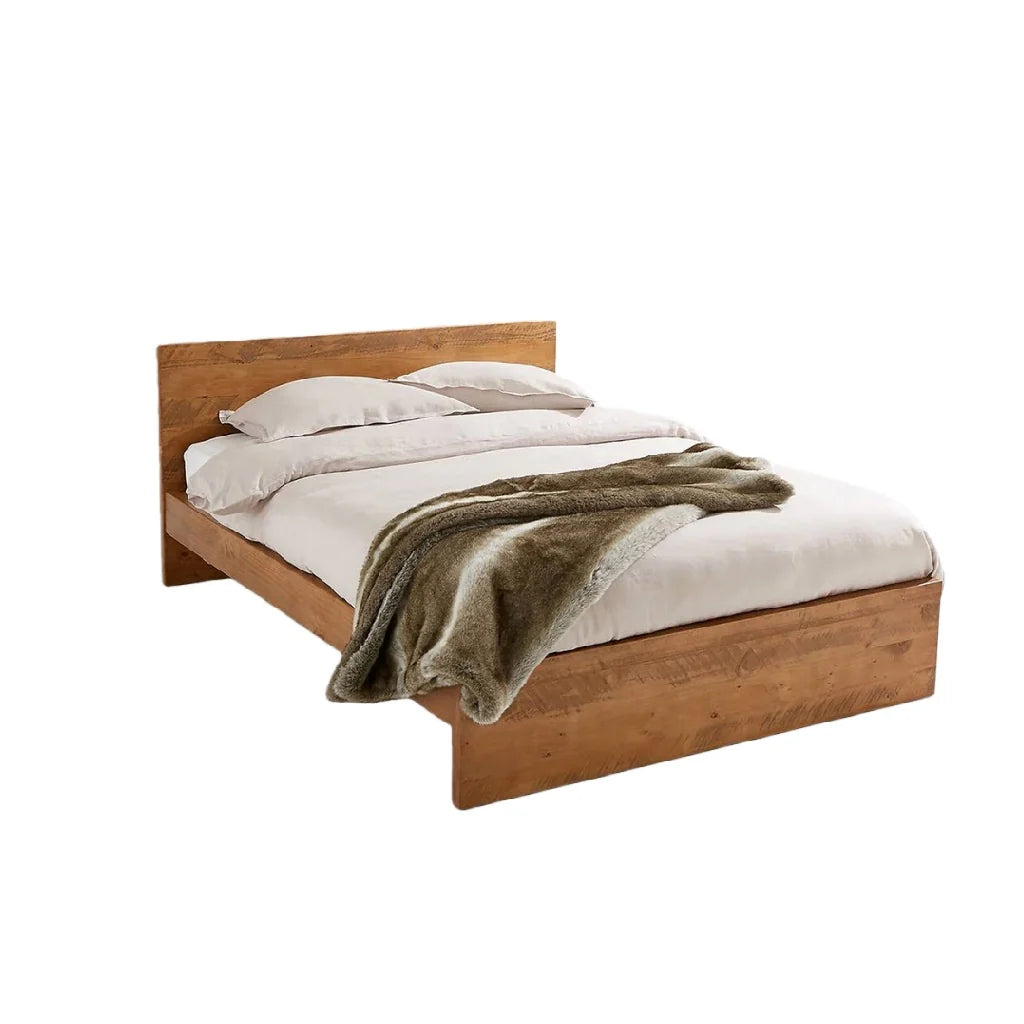 2026 Natural solid wood bed — Modern rustic style — Solidity and authenticity