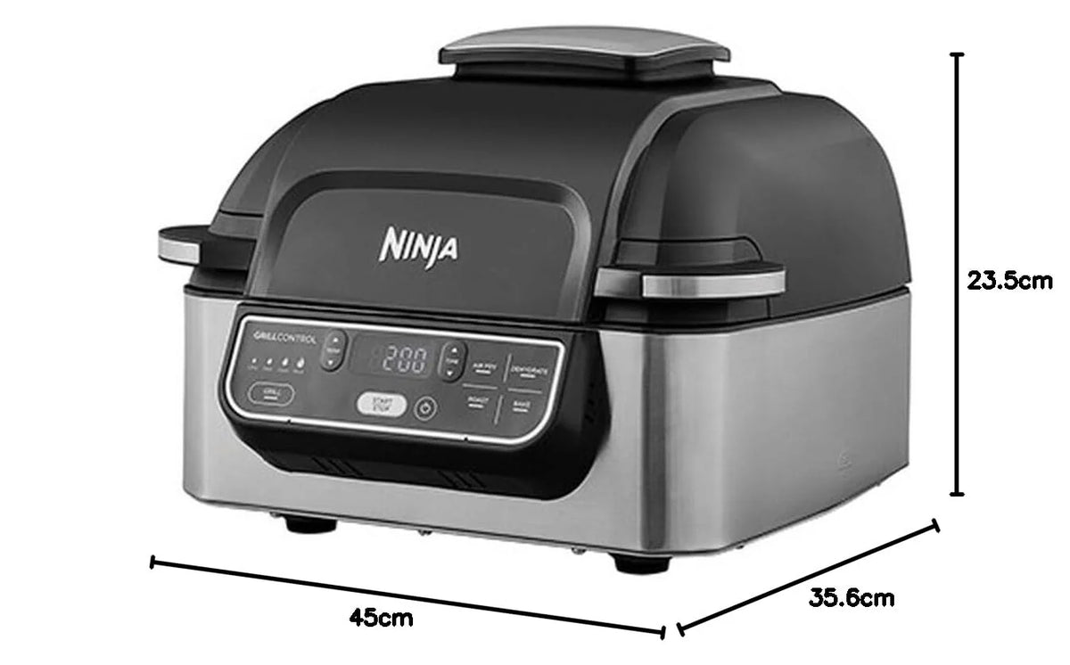 2026 Ninja Foodi Grill & Air Fryer, 5.7L, 5 Cooking Functions (Black/Silver)