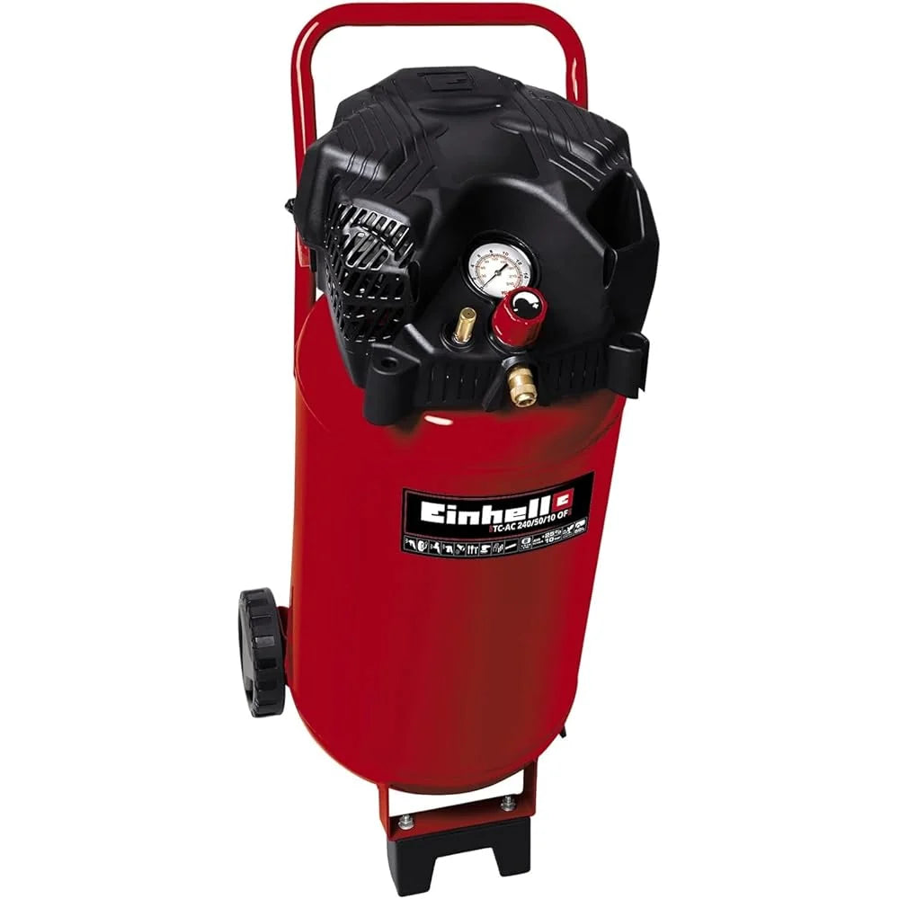 2026 Einhell Compressor TH-AC 240/50/10 OF (Powerhouse 1500 W, 50 L) & Accessory HP hose 15 m for compressor, Maximum pressur