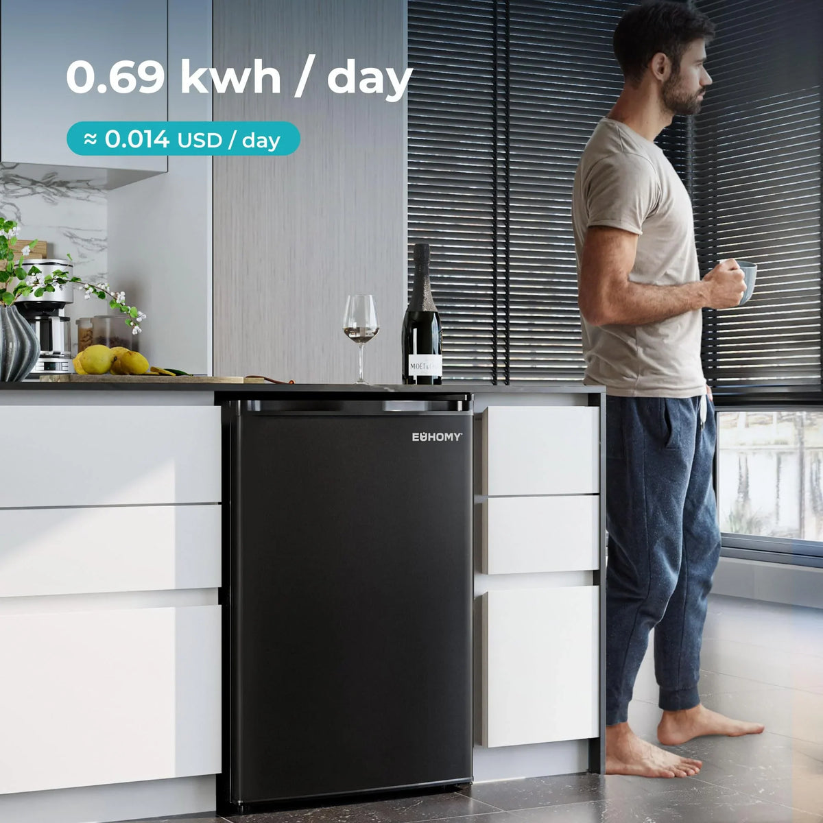 2026 EUHOMY 2025 mini-fridge with compact freezer. Single door