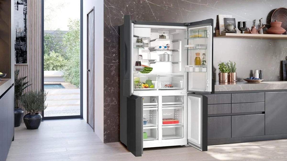2026 SIEMENS KF96NVPEA iQ300 multi-door refrigerator, 183 x 91 cm, 405 L cooling & 200 L freezing, hyperFresh longer freshnes