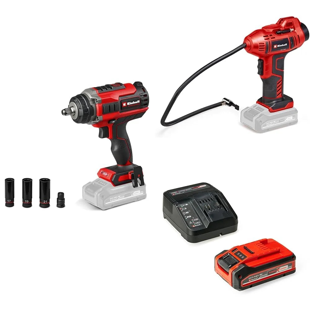 2026 Einhell Power X-Change Automotive Tool Set with Impact Wrench, Inflator, Battery and Charger