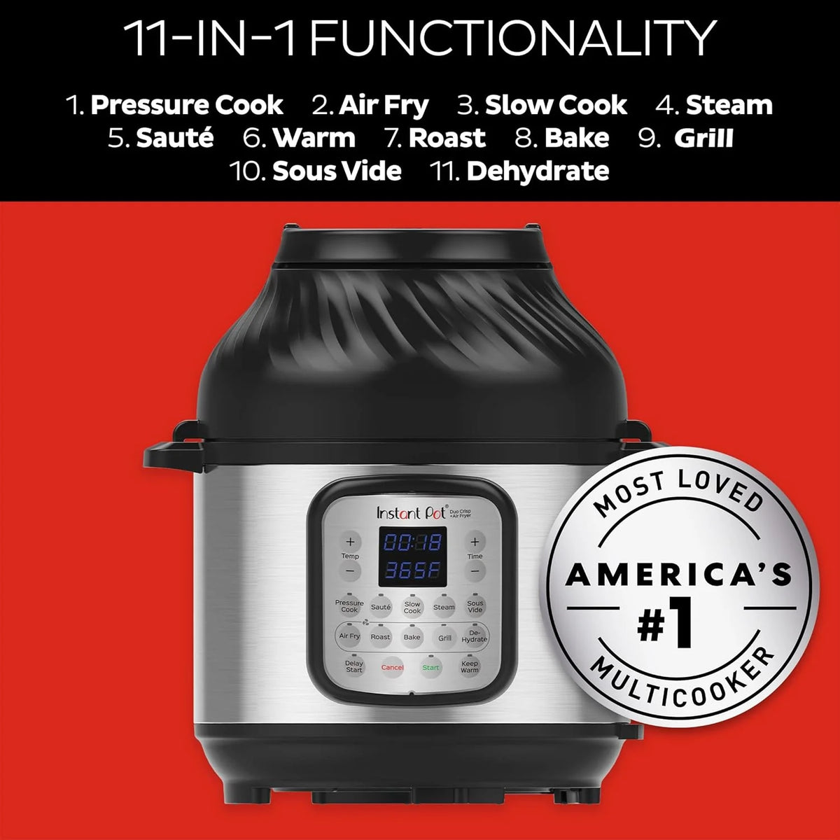 2026 Instant Pot Multi-cooker 11 in 1 Duo Crisp + Air Fryer, 8 L: self-cooker, air fryer, simmerer, steam cooker, vacuum mach