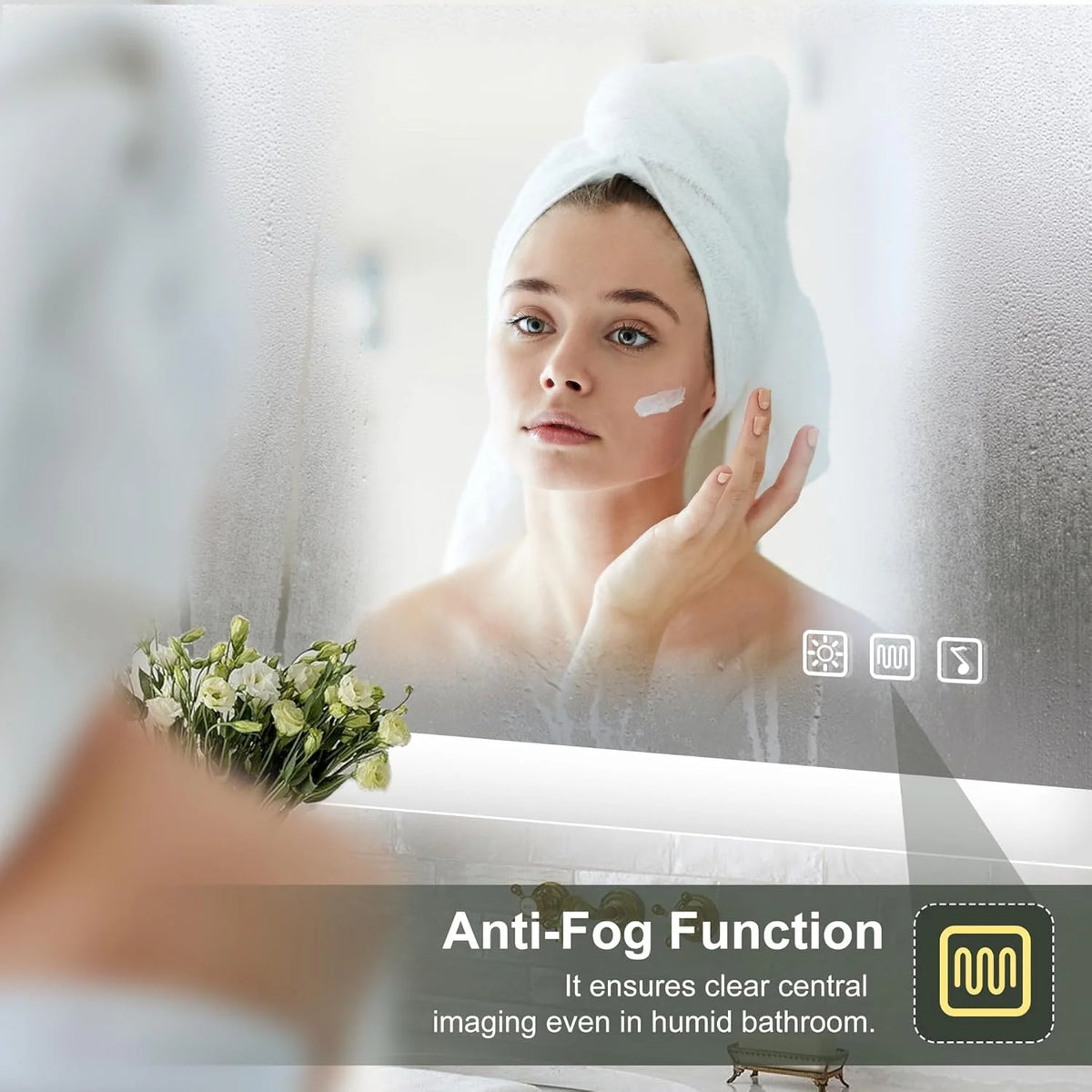2026 Bathroom mirror S'bagno with lighting 1200 x 700 mm, IP44, LED, Bluetooth, anti-fog, 3 light colours (3,000 K, 4,000 K