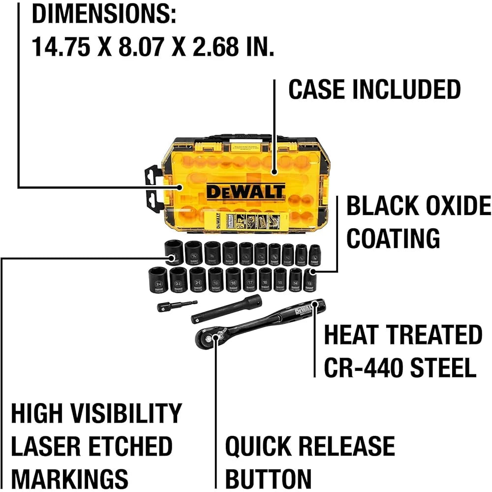 2026 DEWALT DWMT74739 Box with 1/2" impact socket 23 pieces : DIY