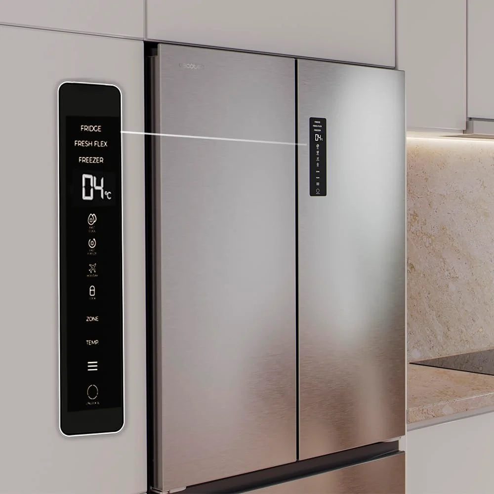 2026 Cecotec Fridge French door of 4 Doors Semi-Integrable 458L Total No Frost Bolero CoolMarket F2D 458 SBI Stainless E, Hei