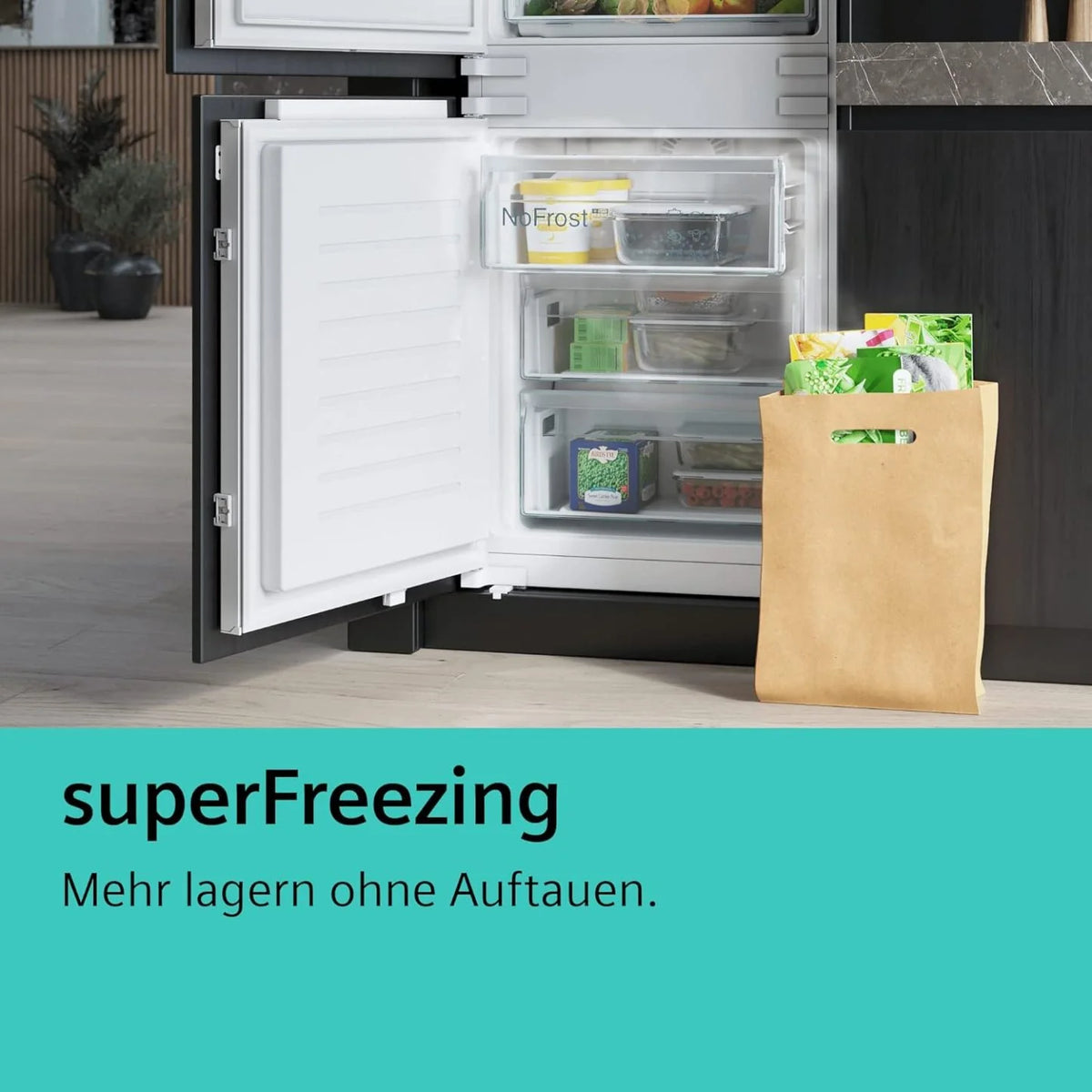 2026 SIEMENS KF96NVPEA iQ300 multi-door refrigerator, 183 x 91 cm, 405 L cooling & 200 L freezing, hyperFresh longer freshnes
