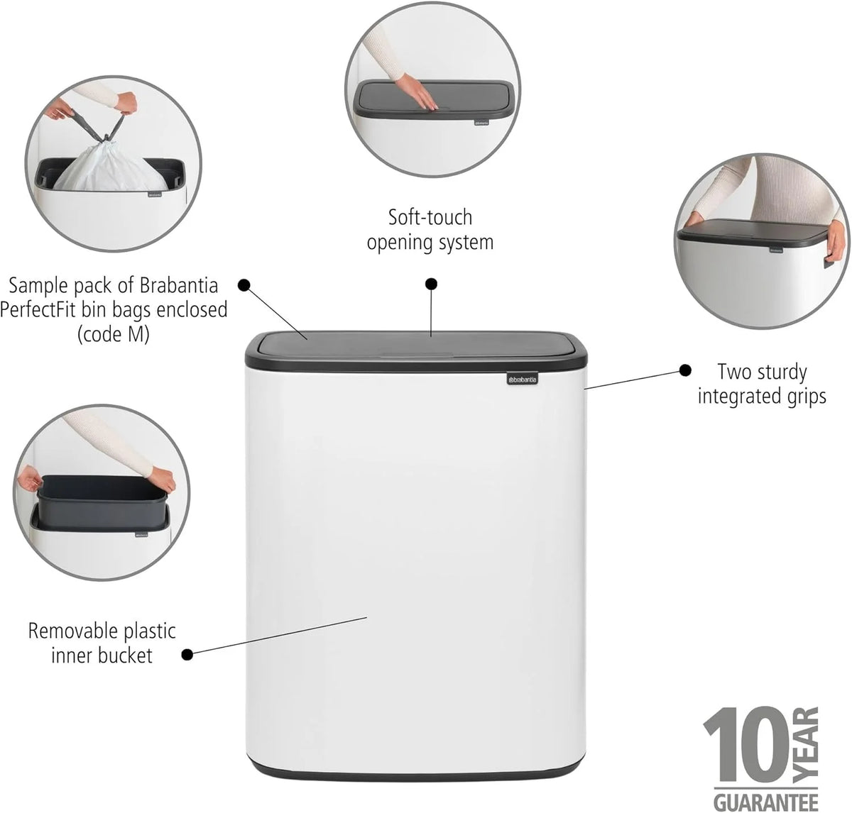2026 Brabantia bin, matt steel, finger tracker, 2 x 30 L