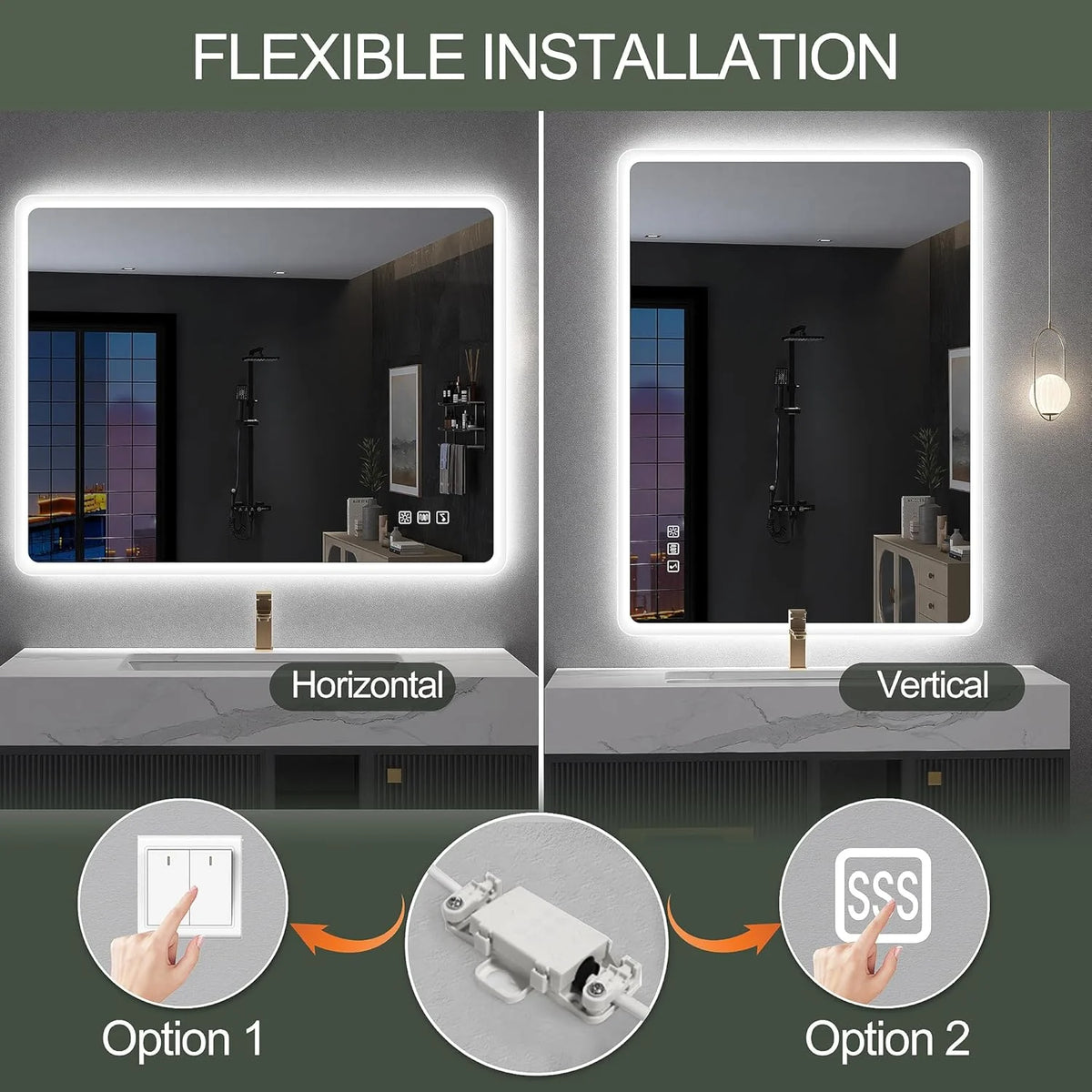 2026 Bathroom mirror S'bagno with lighting 1200 x 700 mm, IP44, LED, Bluetooth, anti-fog, 3 light colours (3,000 K, 4,000 K