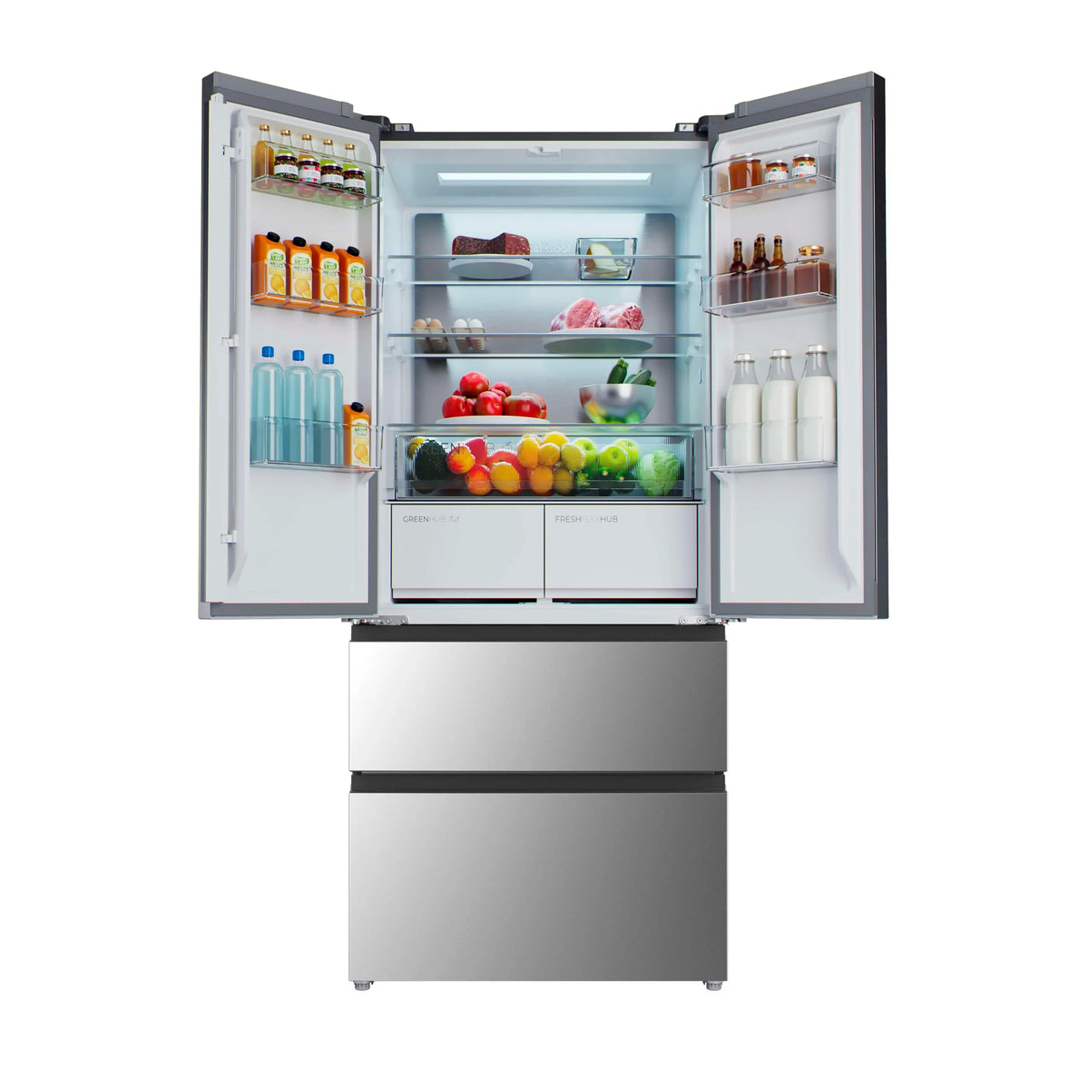 2026 Cecotec Fridge French door of 4 Doors Semi-Integrable 458L Total No Frost Bolero CoolMarket F2D 458 SBI Stainless E, Hei