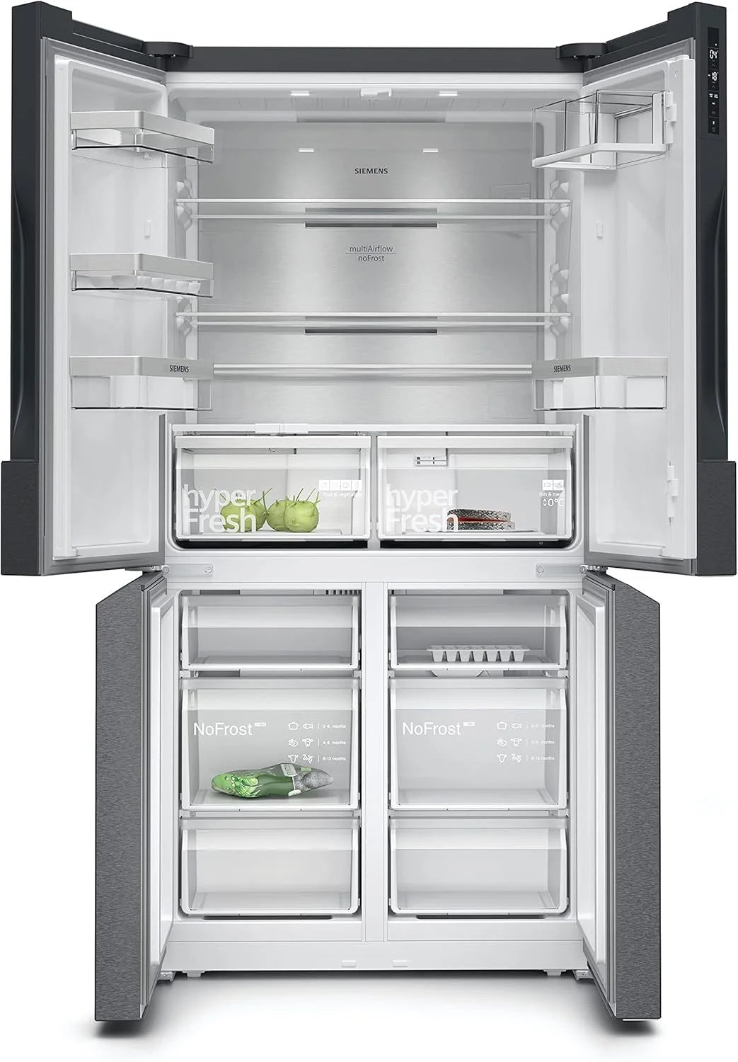 2026 SIEMENS KF96NVPEA iQ300 multi-door refrigerator, 183 x 91 cm, 405 L cooling & 200 L freezing, hyperFresh longer freshnes