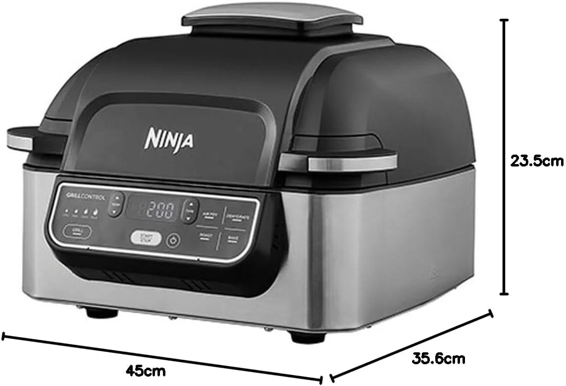 2026 Ninja Foodi Grill & Air Fryer, 5.7L, 5 Cooking Functions (Black/Silver)
