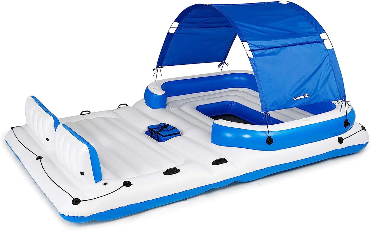 Tropical Breeze 6 Person Floating Island Lake Raft Lounge
