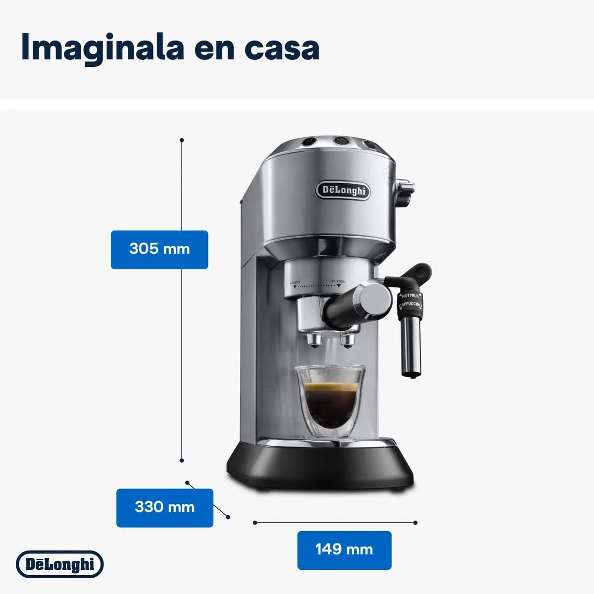 2026 De'Longhi Dedica – Stainless steel pump coffee maker for ground or individual coffee, espresso and cappuccino, 1.3 litre