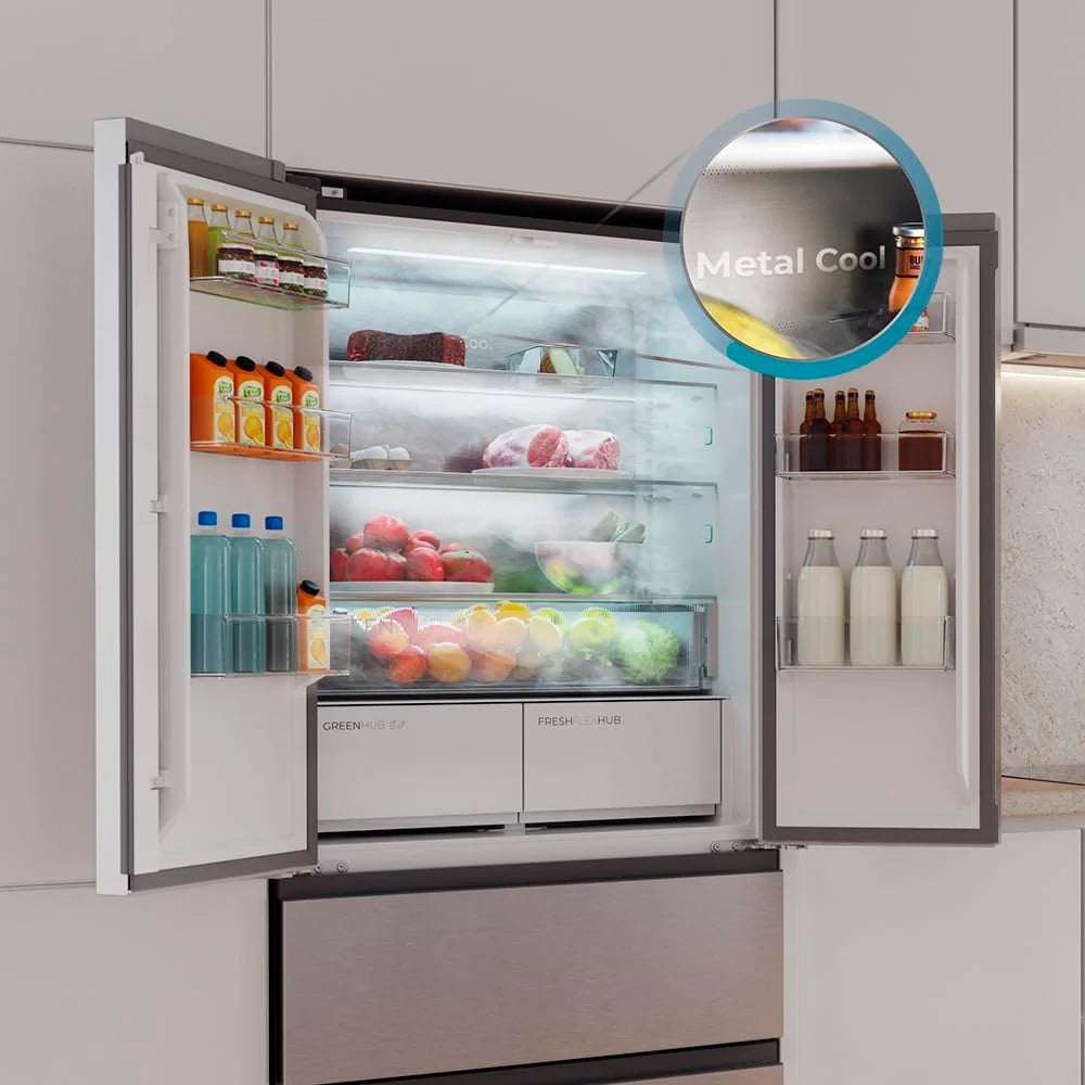 2026 Cecotec Fridge French door of 4 Doors Semi-Integrable 458L Total No Frost Bolero CoolMarket F2D 458 SBI Stainless E, Hei