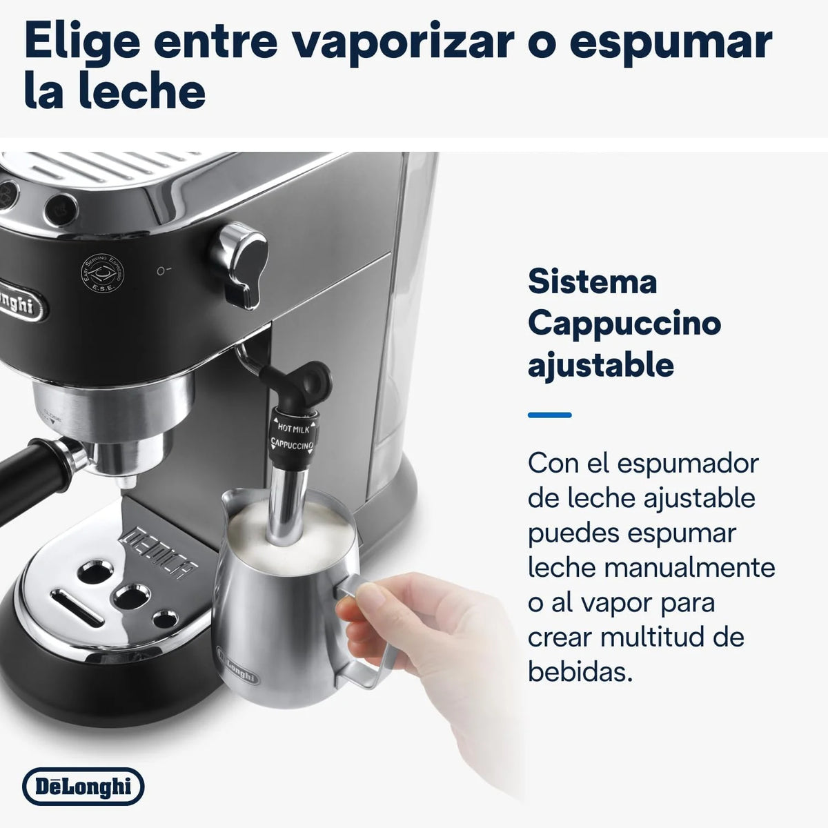 2026 De'Longhi Dedica – Stainless steel pump coffee maker for ground or individual coffee, espresso and cappuccino, 1.3 litre